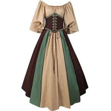 Uppada Vintage Gothic Dresses For Women Plus Size Dress Color Block Medieval Corset Dress Halloween Costumes Gothic Clothes