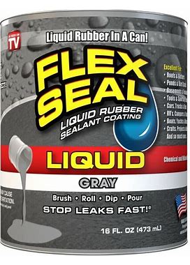 Flex Seal Liquid - Liquid Rubber Sealant Coating - Large 16Oz (Gray)