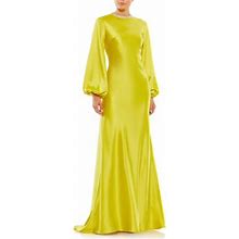 Ieena For Mac Duggal Womens Satin Embellished Evening Dress