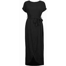 Long Dress Maxi Dress Party Uk Short Sleeve Women Summer Split