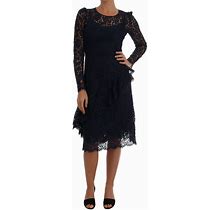 DOLCE & GABBANA Floral Lace Sheath Dress Black