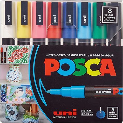 8 Posca Paint Markers, 3m Fine Posca Markers With Reversible Tips, Posca  Marker Set Of Acrylic Paint Pens, Posca Pens For Art Supplies, Fabric