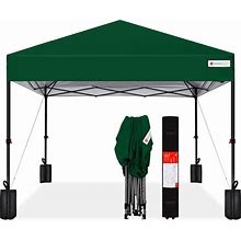 Best Choice Products 10x10ft 1-Person Setup Pop Up Canopy Tent Instant Portable Shelter W/ 1-Button Push, Case, 4 Weight Bags - Forest Green