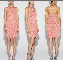 Nicole Miller Lace Halter Neck Body-Con Dress Coral [Sz 10 ] M457