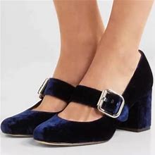 Sam Edelman Shoes | New Sam Edelman Chessie Velvet Mary Jane Style Pumps In Navy Size 10.5 | Color: Blue | Size: 10.5