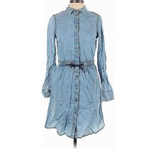 Halogen Casual Dress - Shirtdress: Blue Dresses - Women's Size 2X-Small