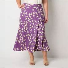 Liz Claiborne Womens Mid Rise Long Full Skirt-Plus | Purple | Plus 20W | Skirts Full Skirts