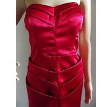 Windsor 9 Red Satin Strapless Sweetheart Short Party Dress Pleated