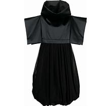 Comme Des Garcons - Wide-Sleeves Puffball Midi Dress - Women - Polyester/Polyester/Cotton - M - Black