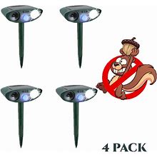 Ultrasonic Squirrel Repeller - PACK Of 4 - Solar Powered - Get Rid Of Squirrels In 48 Hours Or It's FREE - CA