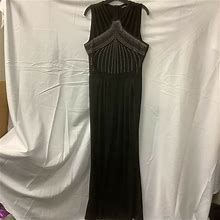 Chicme Womens Dress Black Sleeveless Rhinestone Decor Hollow Out Bodycon Size XL