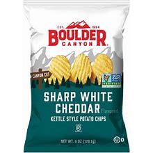 Boulder Canyon Kettle Style Potato Chips Sharp White Cheddar 6 Oz