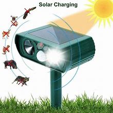 Home Ultrasonic Animal Repeller, Weatherproof Solar Powered Rodent Repeller With Motion Activated Flashing LED Light, Repel Dogs, Cat, Squirrels, Racc