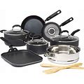 Cookware Set With Premium Non-Stick Coating, Dishwasher Safe Pots And Pans, Tempered Glass Steam Vented Lids, 12-Piece - Charcoal Gray