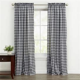 Wide Width Buffalo Check Rod-Pocket Panel By Achim Home Décor In Black White (Size 42" W 95" L) Window Curtain