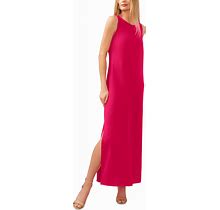 Msk Women's Round-Neck Sleeveless Side-Slit Maxi Dress - Fresh Berr - Size L