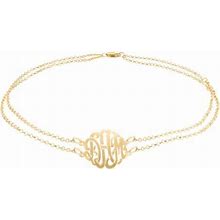 Zales Script Monogram Double Strand Anklet In Sterling Silver With 14K Yellow Or Rose Gold Plate (1 Line) - 10"