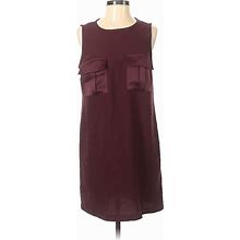 Forever 21 Contemporary Casual Dress - Shift High Neck Sleeveless: Burgundy Print Dresses - Women's Size Small