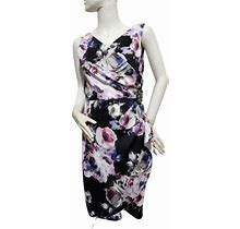 Alex Evenings Women's Slimming Short Ruched Embellished Dress Floral