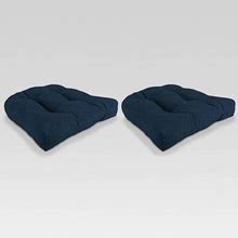 2Pk Wicker Outdoor Chair Cushion Set Sunny Denim - Jordan Manufacturing