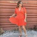 Alexis Dresses | Alexis Floral Flutter Sleeve Pleated Wrap Dress | Color: Orange/Pink | Size: Xs