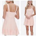 Forever 21 Women's Sweetheart Fit & Flare Dress Smocked Back Coral