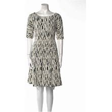 Lela Rose Black/White Round Neck Short Sleeve Fit & Flare Dress Size 8 - Women | Color: Black | Size: M