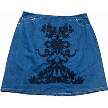 Eloquii NEW 22 Blue Denim Jean Embellished Back Zip Skirt