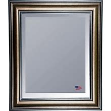 Hanging Mirror - Stepped Antiqued Silver & Black Frame, Beveled Glass - Rayne Mirrors