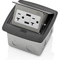 Pop-Up Floor Box With Dual Type A, 3.6 Amp USB Charger, 20 Amp Outlet, Black