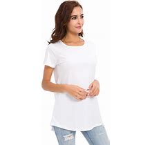 Women's Cotton T-Shirts Short Sleeve Loose Comfy Basic Plain Tunic Tee