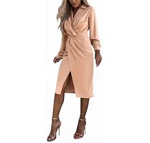 Taiaojing Long Sleeve Dress For Women V Neck Ruched Bodycon Wrap Club Mini Fall Clothes Dresses Vestido De Mujer