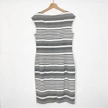 Calvin Klein Dresses | Calvin Klein Gray Striped Sheath Dress Sz 10 | Color: Gray/Silver | Size: 10