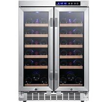 Edgestar 24 Inch Wide 36 Bottle Built-In Wine Cooler With Dual Cooling Zones And French Doors - CWR362FD