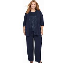 Plus Size Women's 3-Piece Lace Gala Pant Suit By Catherines In Mariner Navy (Size 20 W)