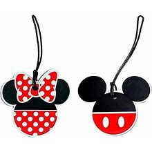 2-Pack Disney Mickey & Minnie Mouse White Outline Suitcase Luggage Tags
