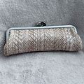 Coach Bags | Coach Woven Natural And Silver Clutch | Color: Silver | Size: Os