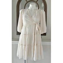 Calvin Klein Dresses | Nwt Calvin Klein Side-Tie Belt Pinstripe Tiered Dress, Petite Size 6 Retail $134 | Color: Cream/White | Size: 6P