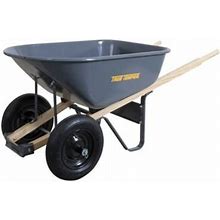 True Temper 6 Cu. Ft. Ames Dual Wheelbarrow With Steel Tray And Wood Handle, 27 X 25 X 60 In., R6TW14