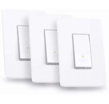 Smart Rocker Light Switch, Single Pole, 2.4Ghz Wi-Fi Works With Alexa And Google Home, UL Certified In White - (3-Pack)