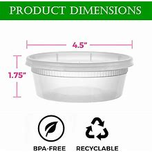 Deli Containers With Lids [8 Oz. 50 Pack] Disposable Clear Lunch Containers Leakproof | Plastic Round Food Storage Containers | Freezer Containers Fo