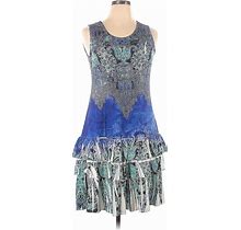 The Pyramid Collection Casual Dress - Dropwaist Scoop Neck Sleeveless: Blue Dresses - Women's Size X-Large