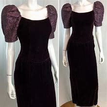 Vintage Dresses | Vintage 80S Pencil Sheath Velvet Sheath Maxi Dress | Color: Purple | Size: Xs