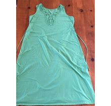 D&Co. Green Maxi Dress Size 1Xp Green Spring Summer 48"Long