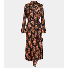 Etro, Floral Silk Twill Midi Wrap Dress, Women, Multicolor, US 8, Dresses