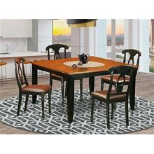 5Pc Dining Set, 54X54 Square Dining Table W/ Leaf + 4 Padded Chairs