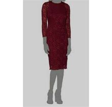$160 Ralph Lauren Women's Red Floral Lace Sheer-Sleeve Sheath Dress