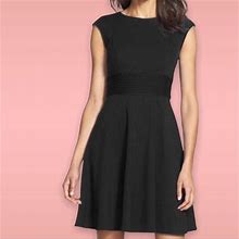 Eliza J Dresses | Eliza J Pintucked Waist Seamed Ponte Knit Flared A-Line Mini Dress 6 | Color: Black | Size: 6