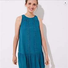 Loft Women's Lace Trim Flounce Dress Size Medium
