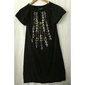 Nanette Lepore Size Xs Silk Linen Black Knit Dress Beaded Front
